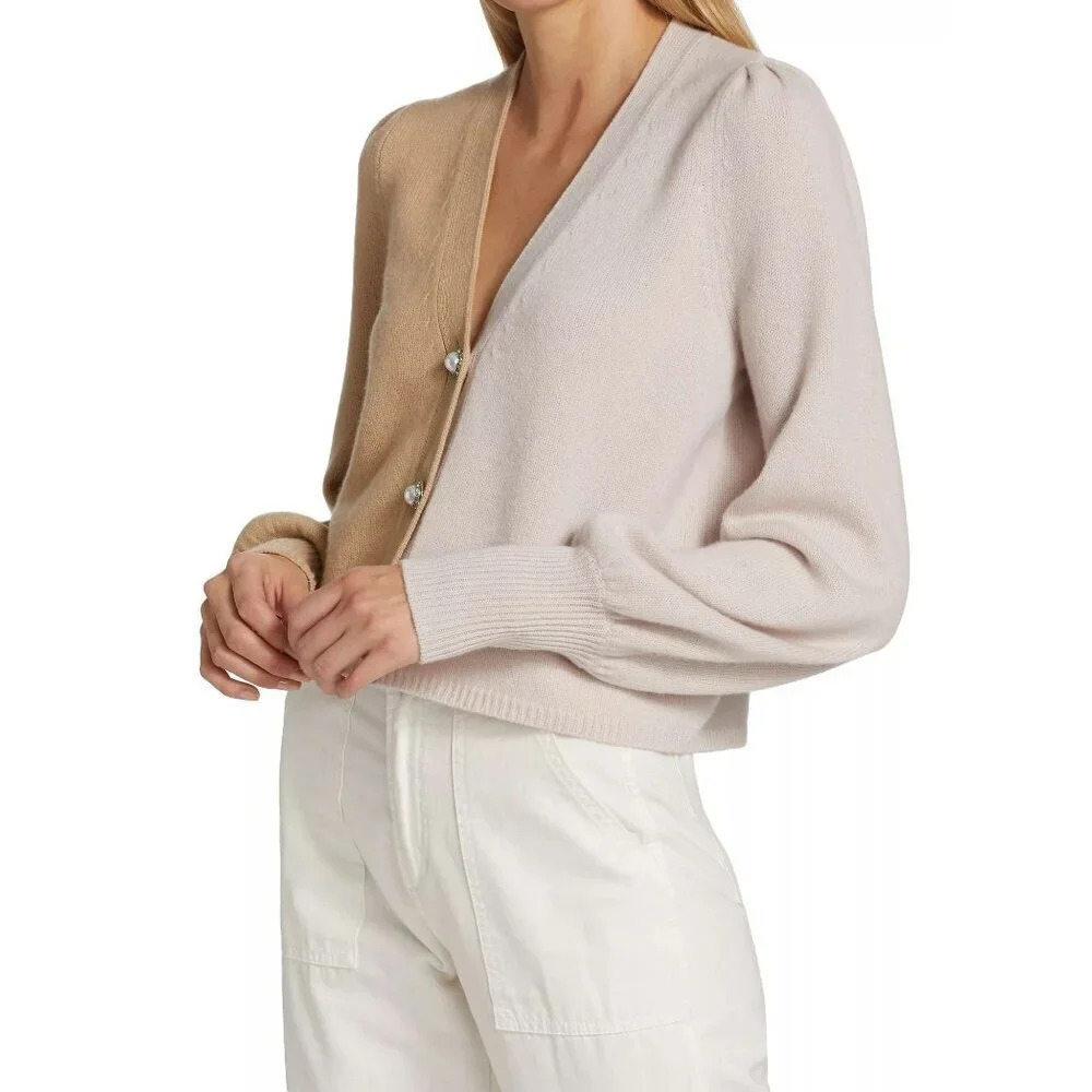 Cami NYC Women's Maya Merino Wool Split Colorblock Button Up‎ Cardigan Size L